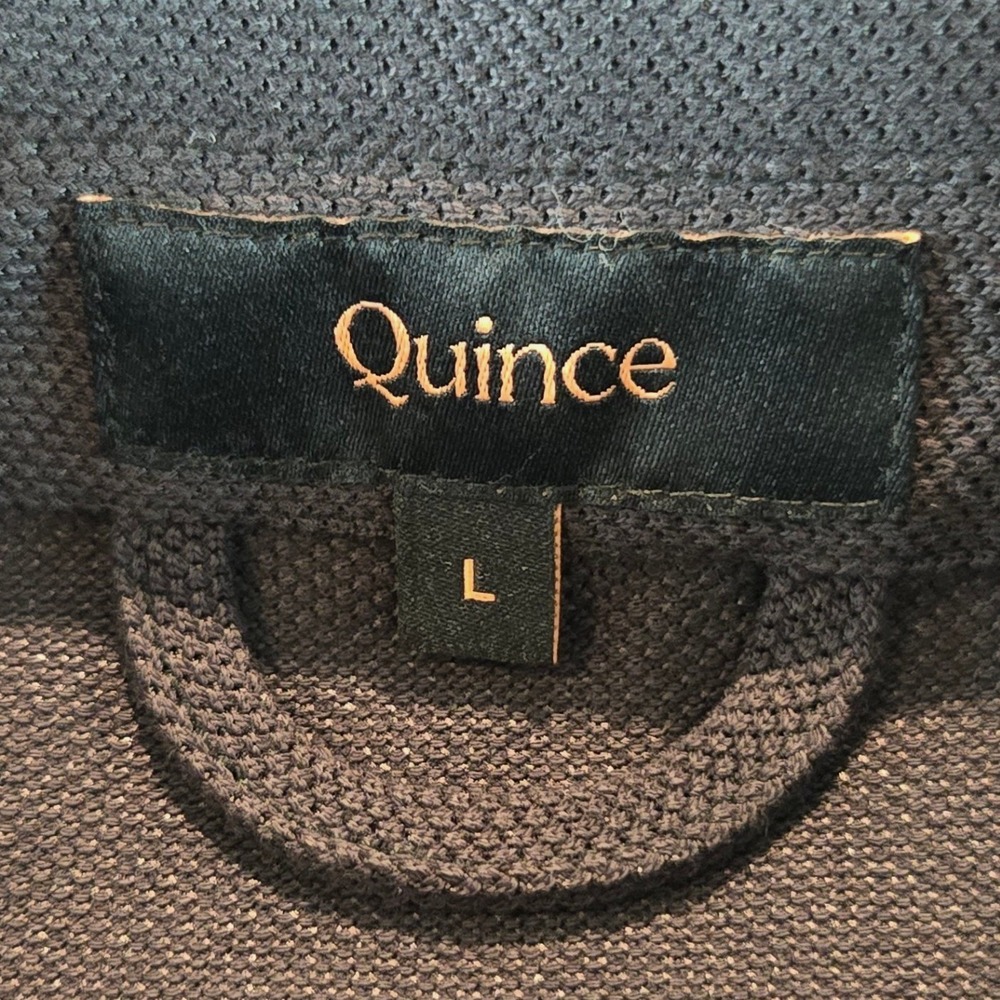 Quince Cotton Pique Knit Overshirt Mens Large Black Organic Blend Shacket L - Picture 3 of 10